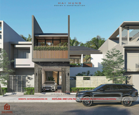 Thiết kế nhà đẹp 2 tầng Quy Nhơn có gara tiện nghi & khoa học cho đô thị hiện đại