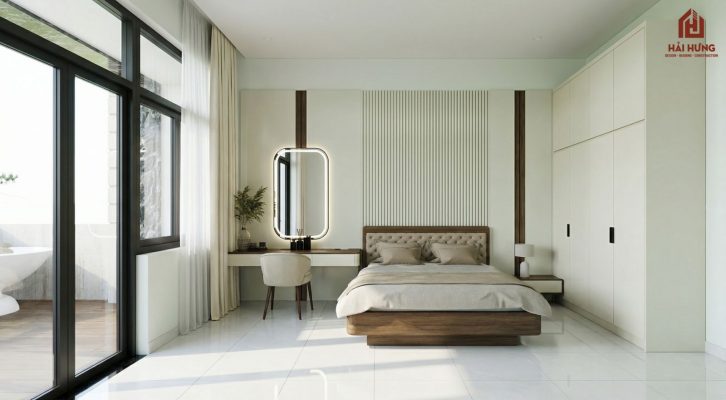 Phòng ngủ dự án xây nhà trọn gói nhà phố 3 tầng mới nhất 2026
