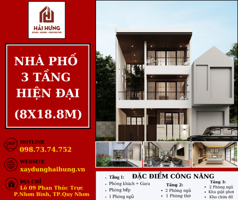 Nhà phố 3 tầng hiện đại