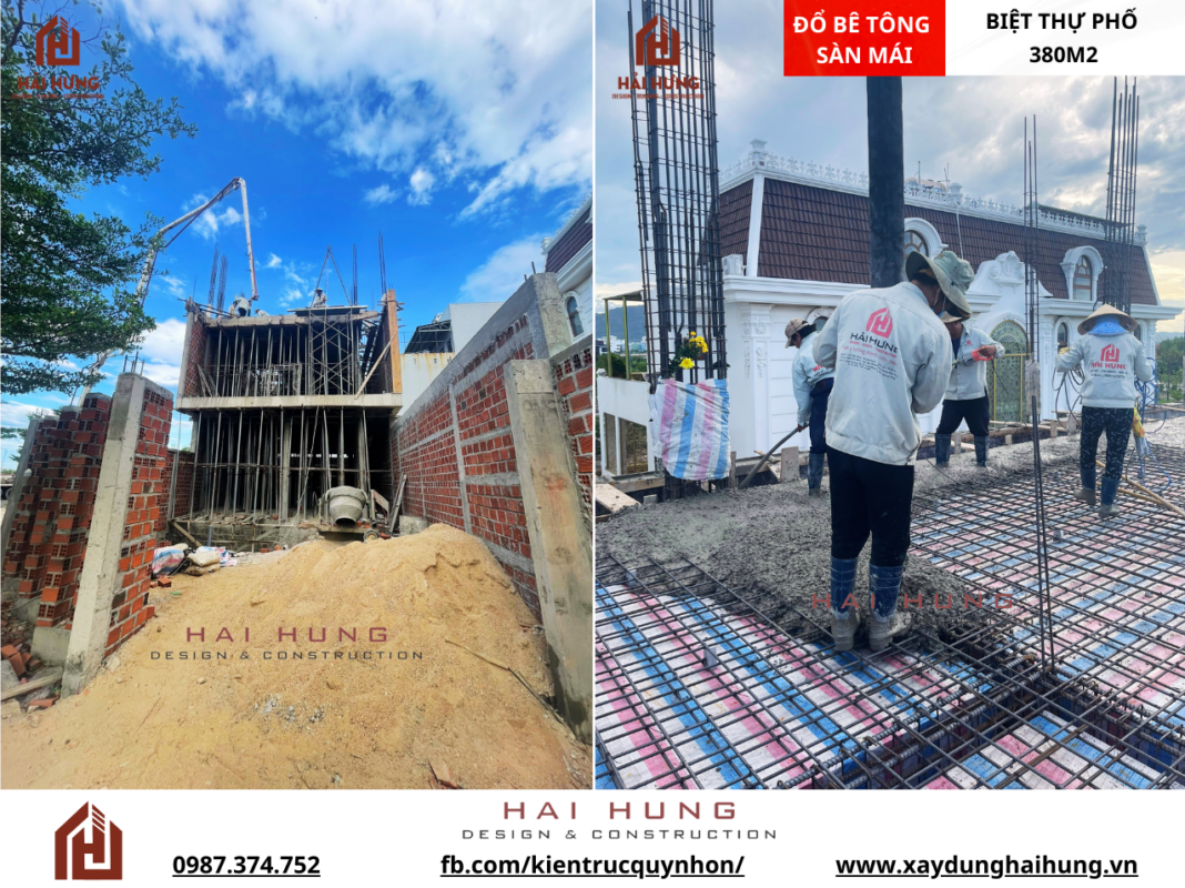 Quá Trình Đổ Bê Tông Sàn Mái Biệt Thự Phố - Chủ Đầu Tư Ông Cao Son