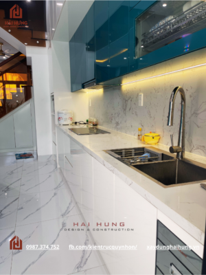 Hoàn thiện phòng bếp nhà phố tân cổ điển 3 tầng nhà anh Hải - chị Ngân
