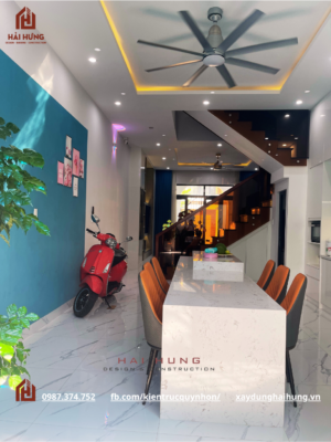 Hoàn thiện phòng bếp nhà phố tân cổ điển 3 tầng nhà anh Hải - chị Ngân