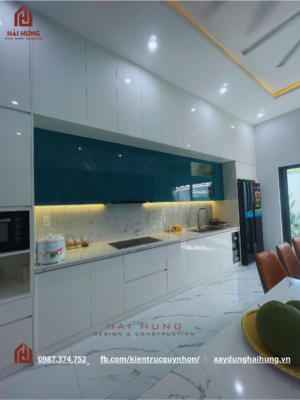 Hoàn thiện phòng bếp nhà phố tân cổ điển 3 tầng nhà anh Hải - chị Ngân