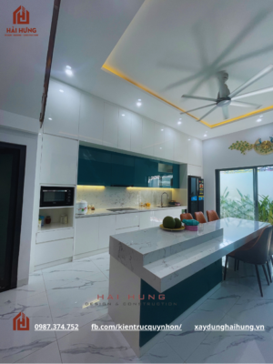 Hoàn thiện phòng bếp nhà phố tân cổ điển 3 tầng nhà anh Hải - chị Ngân