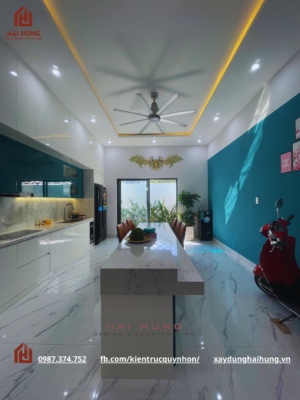 Hoàn thiện phòng bếp nhà phố tân cổ điển 3 tầng nhà anh Hải - chị Ngân 