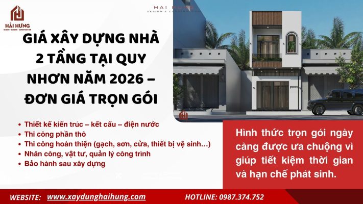 Giá xây dựng nhà 2 tầng tại Quy Nhơn năm 2026 – Đơn giá trọn gói.webp