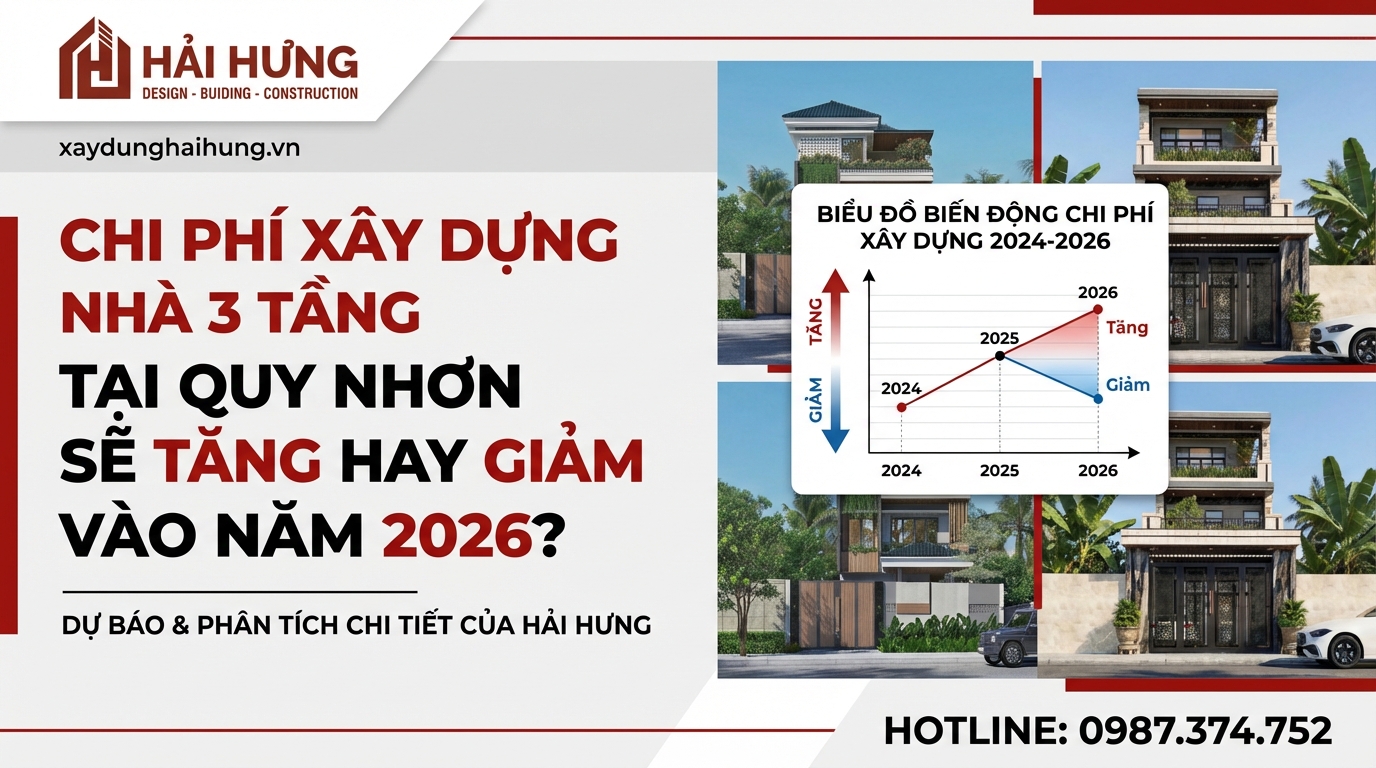 Chi phí xây nhà 3 tầng tại Quy Nhơn tăng hay giảm năm 2026?