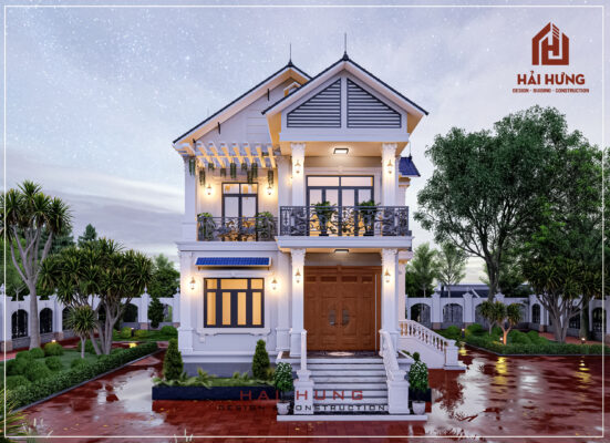 THIẾT KẾ BIỆT THỰ VƯỜN TÂN CỔ ĐIỂN 2 TẦNG