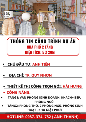 THIẾT KẾ NHÀ PHỐ DIỆN TÍCH 5 X 20M