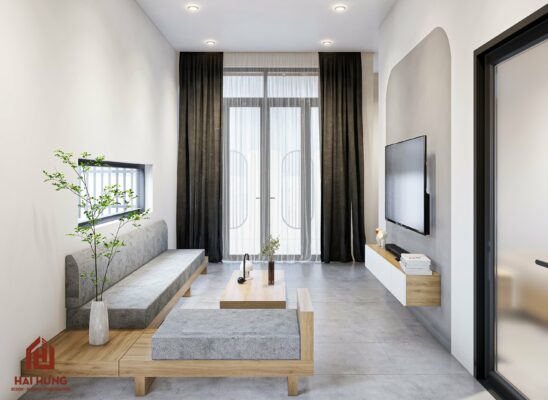 Phòng khách thiết kế nhà cấp 4 hiện đại