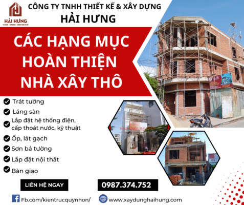 Các hạng mục hoàn thiện nhà xây thô