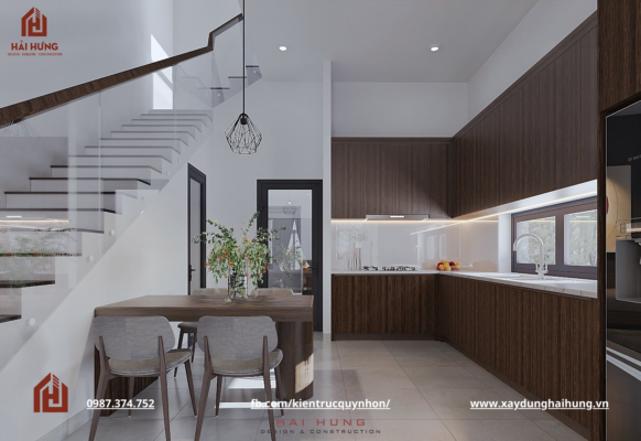 Nội thất phòng bếp nhà phố lô góc 2 mặt tiền