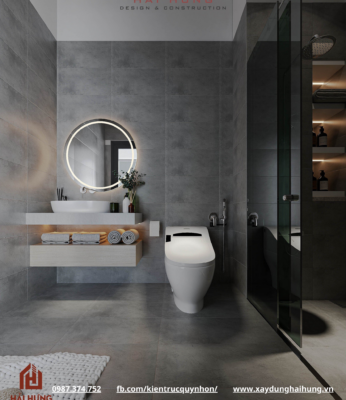 Thiết kế nội thất phòng tắm nhà phố lô góc 2 mặt tiền