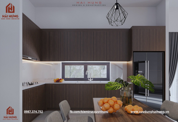 Nội thất phòng bếp nhà phố lô góc 2 mặt tiền