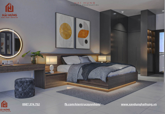 Thiết kế nội thất phòng ngủ nhà phố lô góc 2 mặt tiền