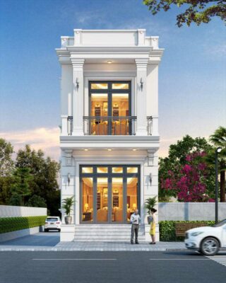 Thiết kế nhà phố 2 tầng cổ điển