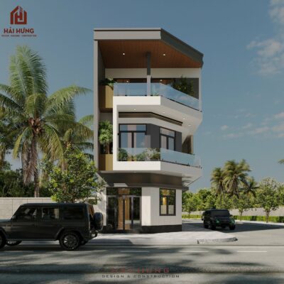 Thiết kế mặt tiền nhà phố lô góc 2 mặt tiền