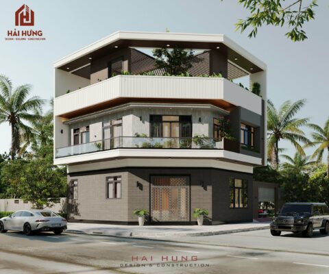 Thiết kế nhà đẹp nhà phố lô góc 2 mặt tiền