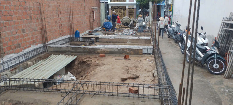 Cập nhât tiến độ thi công nhà phố hiện đại 2 tầng