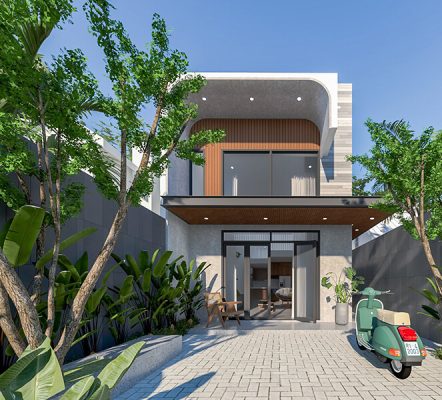 Nhà cấp 4 sân vườn có gác lửng hiện đại