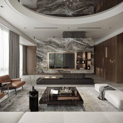 Thiết kế nội thất phòng khách biệt thự 3 tầng