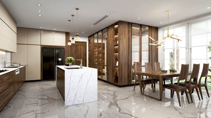 Thiết kế nội thất phòng bếp biệt thự 3 tầng