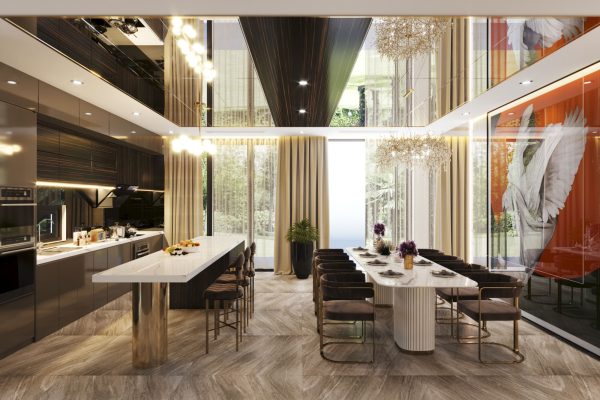 Thiết kế nội thất phòng bếp biệt thự 3 tầng