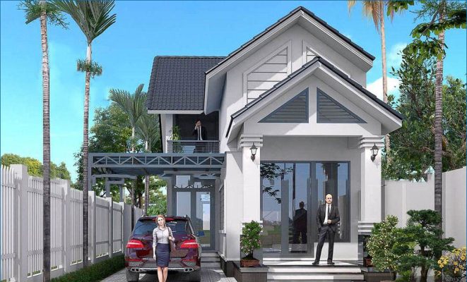 Nhà cấp 4 sân vườn có gác lửng hiện đại