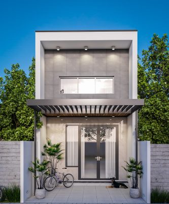 Nhà cấp 4 sân vườn có gác lửng hiện đại