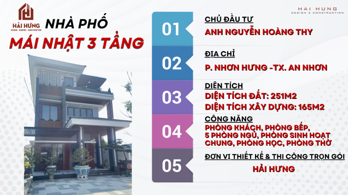 Thông tin công trình nhà phố 3 tầng mái Nhật