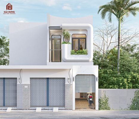 Mẫu thiết kế nhà phố 2 tầng tích hợp gara ô tô và tiện ích