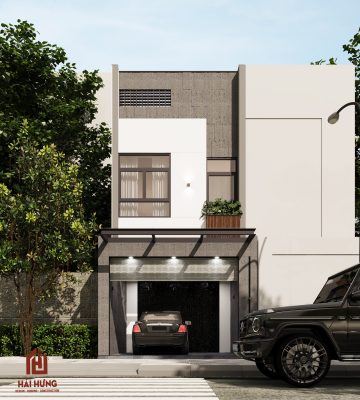 Mẫu thiết kế nhà phố 2 tầng tích hợp gara ô tô và tiện ích