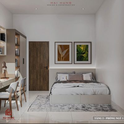 Mẫu nhà 2 tầng 4 phòng ngủ có gara ô tô