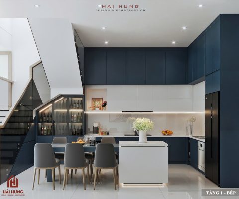 Mẫu nhà 2 tầng 4 phòng ngủ có gara ô tô