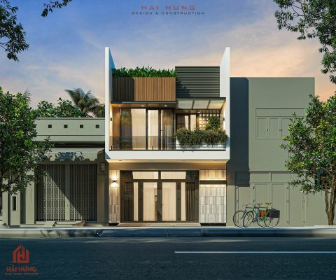 Mặt tiền ấn tượng của nhà phố 2 tầng