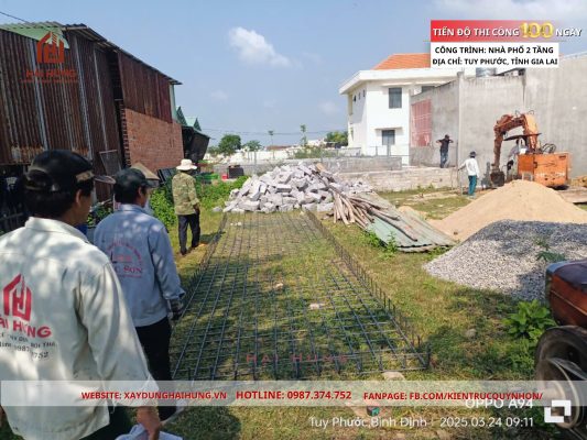 Mời mọi người cùng xem qua đầy đủ các hình ảnh về quá trình 100 ngày thi công nhà phố mái Nhật 2 tầng tại Tuy Phước, Gia Lai