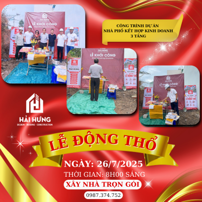 Buổi lễ động thổ công trình nhà phố 3 tầng kết hợp kinh doanh tại P. Bình Định, Tỉnh Gia Lai