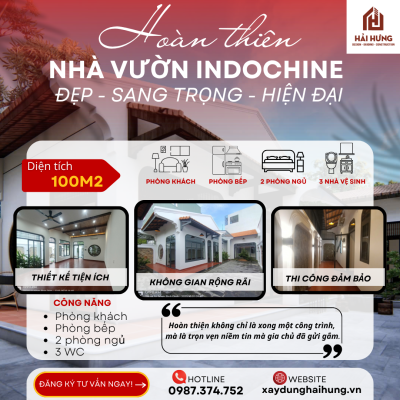 Giới thiệu về thi công hoàn thiện nhà vườn đẹp phong cách indochine
