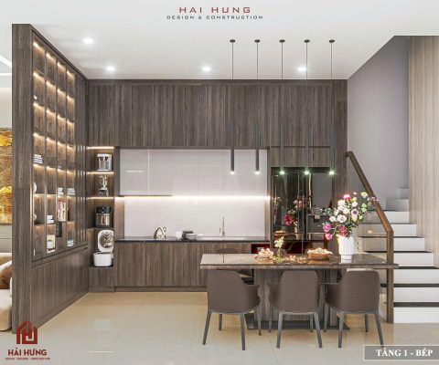 Không gian phòng bếp – Linh hồn của nội thất nhà phố 3 tầng hiện đại phong cách mới nhất năm 2025 tại tỉnh Gia Lai (Bình ĐỊNH cũ).webp