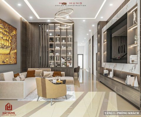 Không gian phòng khách – Trái tim của nội thất nhà phố 3 tầng hiện đại phong cách mới nhất năm 2025 tại tỉnh Gia Lai (Bình ĐỊNH cũ).webp