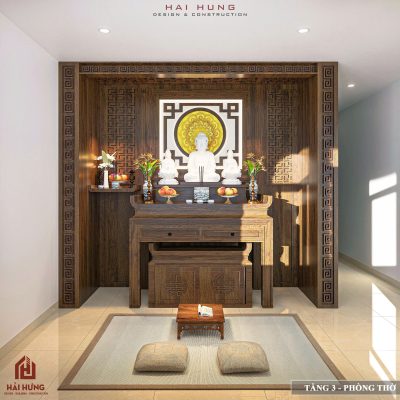 Phòng thờ – Sự trang nghiêm trong tổng thể nội thất nhà phố 3 tầng.webp