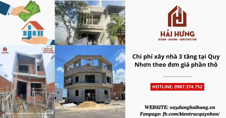 Chi phí xây nhà 3 tầng tại Quy Nhơn theo đơn giá phần thô.webp