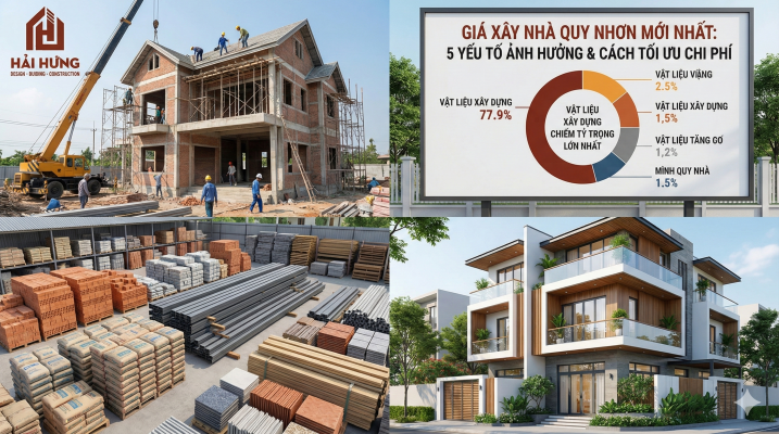 Giá xây nhà Quy Nhơn mới nhất: 5 yếu tố ảnh hưởng & cách tối ưu chi phí – Vật liệu xây dựng chiếm tỷ trọng lớn nhất