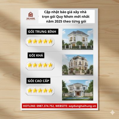 Cập nhật báo giá xây nhà trọn gói Quy Nhơn mới nhất năm 2025 theo từng gói.webp