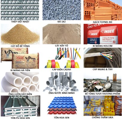 Vật tư xây dựng & hoàn thiện với xây nhà Quy Nhơn trọn gói