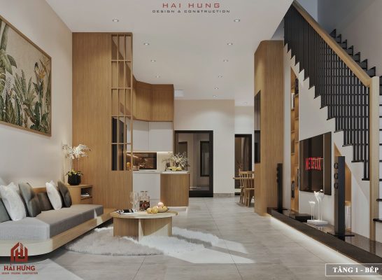 Điểm nhấn của thiết kế nhà đẹp 2 tầng Quy Nhơn mẫu nhà 2 tầng Quy Nhơn sở hữu ban công đẹp – giếng trời – không gian xanh