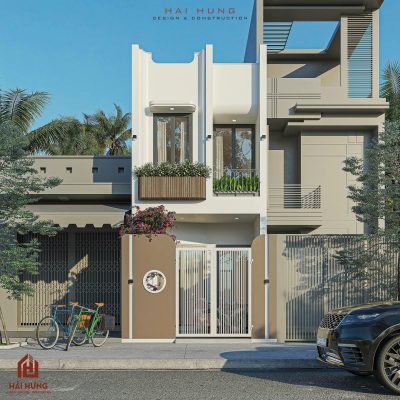 Kiến trúc mặt tiền ấn tượng nhà đẹp 2 tầng