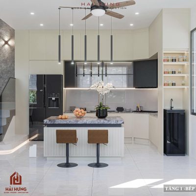 Tầng 1 của thiết kế nhà đẹp 2 tầng Quy Nhơn.webp