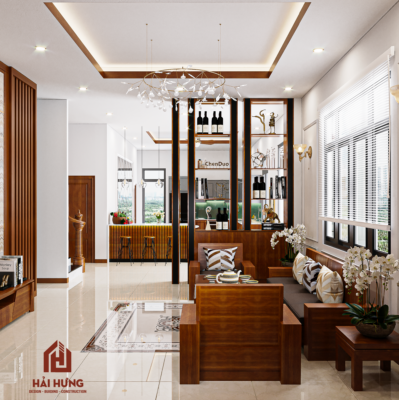 PHÒNG KHÁCH BẾP LIÊN THÔNG THIẾT KẾ BIỆT THỰ TÂN CỔ ĐIỂN 2 TẦNG