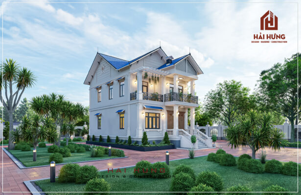 THIẾT KẾ BIỆT THỰ VƯỜN TÂN CỔ ĐIỂN 2 TẦNG
